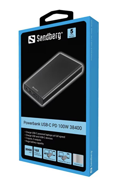 Sandberg Baterie externă USB-C PD 100W 38400 mAh