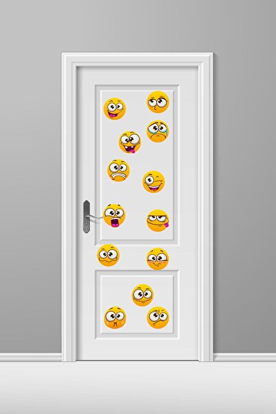 Sim Tasarım Funny Faces Emoji Shower Cabin Door Wall Cabinet Sticker