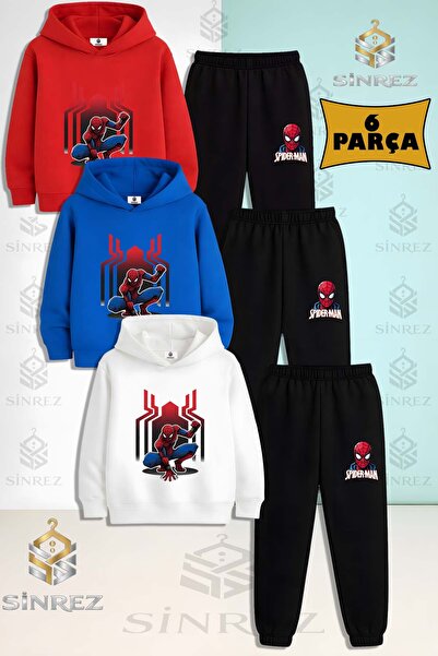 SİNREZ Set de trening cu glugă pentru copii, unisex, SPIDERMAN AFTER THE BIG ...