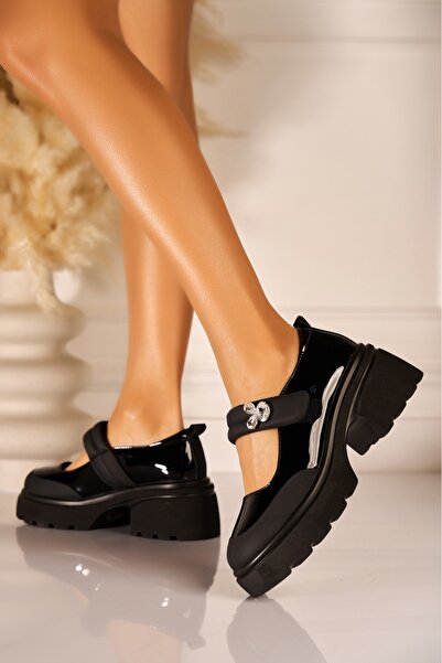 Joana Pantofi cu platformă Rita2 pentru femei, negri, lăcuite, 38