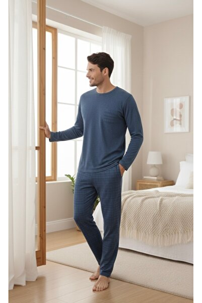 ELİBELLA Men's Cotton Long Sleeve Pajama Set