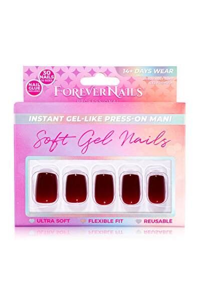 FOREVERLASH Set of 30 Press-On false nails, Soft Gel premium, square shape, F...