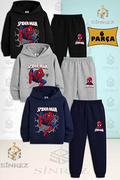 SİNREZ Set de trening cu glugă pentru copii, unisex, ÖRÜMCEKMAN AGLI AG ATAN 3Lu