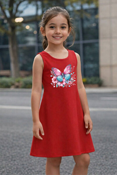 CACTUS COLLECTION Rochie de vară pentru fete cu imprimeu fluturi