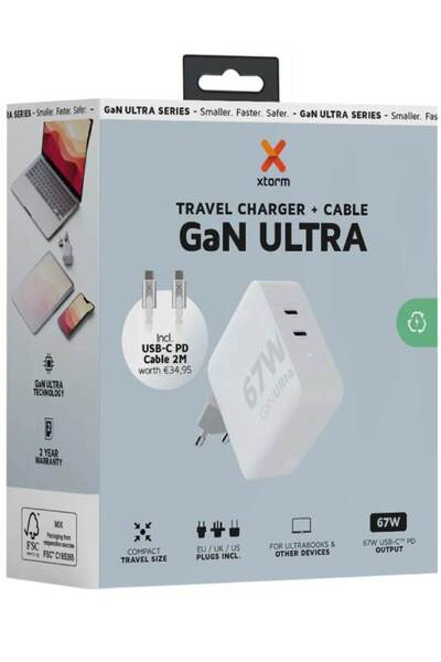Xtorm Φορτιστής ταξιδιού GaN Ultra 67W + καλώδιο USB-C PD