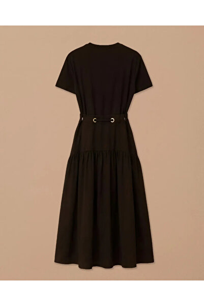 SEÇİL Çift Kumaşlı Bel Bağcıklı Elbise