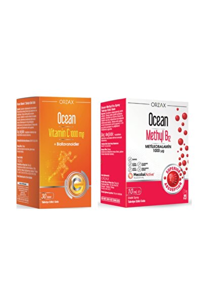 Orzax Ocean Methyl B12 Sprey 1000 mg 10 ml + Ocean Vitamin C 1000 mg 30 Tablet