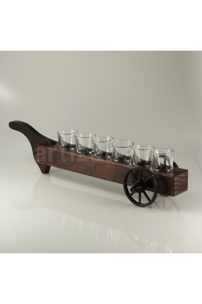 LimArt Stand with wheels and 6 brandy glasses 42x14x12 cm - 6x30 ml