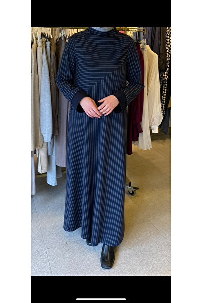 Zems Lacivert çizgili elbise