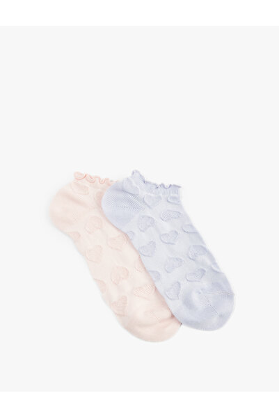 Koton Kalp Dokulu Pamuklu Fırfırlı Çok Renkli 2'li Patik Çorap Seti