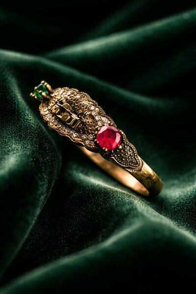 Kidsmadamiko 14k Altın Kaplama Kök Zümrüt ve Yakut Taşlı Ayasofya Serisi Otan...