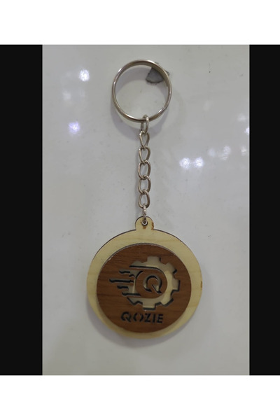 esdekor Double Sided Wooden Metal Keychain 1 Piece