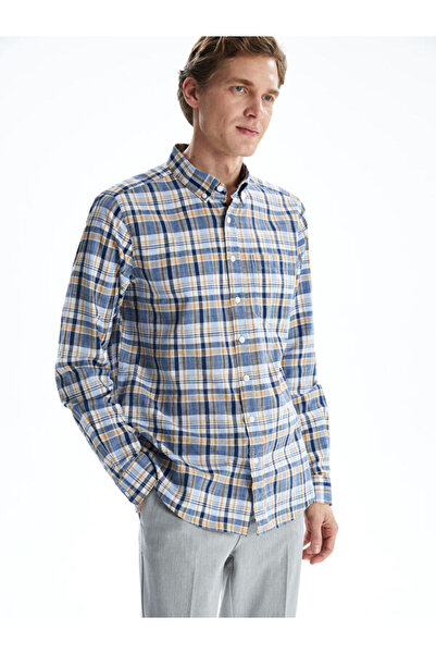 LC Waikiki Regular Fit Long Sleeve Plaid Poplin Men's Shirt