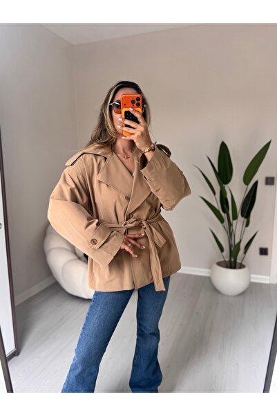 Rozella Butik Trench Coat Oversize Belted Jacket