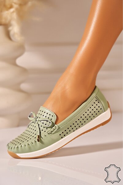 Joana Loafers din piele verzi pentru femei Jessy 40