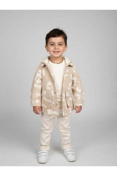 Zekids Baby Boy Kamujlaj Patterned Hooded Jacket