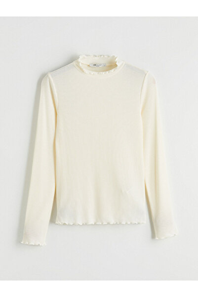 LC Waikiki Peak New Season Ruffled Stand Collar Women's Bodysuit