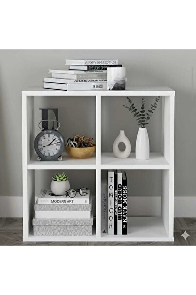 Mavi kare mobilya MDF 4 Raflı Dekoratif Kitaplık 60CM