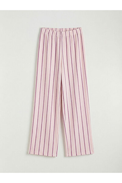 LC Waikiki Pink Elastic Waist Striped Girls' Sweatpants
