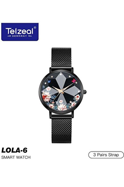 TELZEAL LOLA-6 Round Shape Ultra-Slim Smartwatch with 3 Interchangeable Strap...