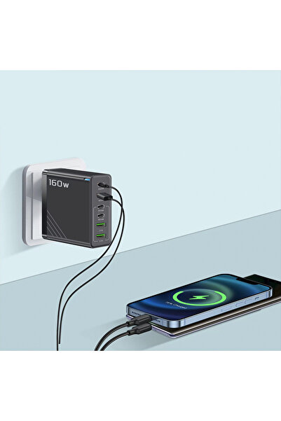OEM Încărcător Multi-Port 160W – 3 USB + 3 Type-C, Încărcare Rapidă pentru 6 Dispozitive,Negru