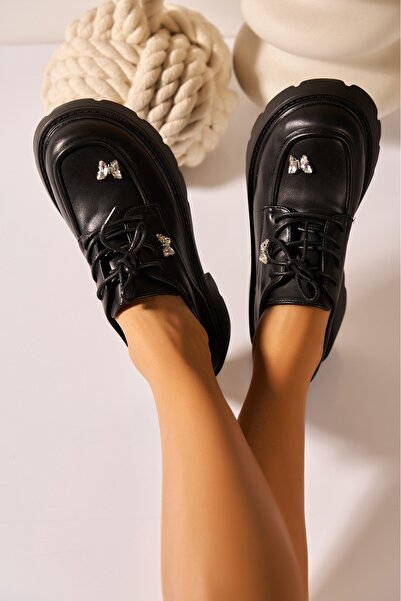 Joana Дамски черни обувки на платформа Delsa от кожа , размер 37