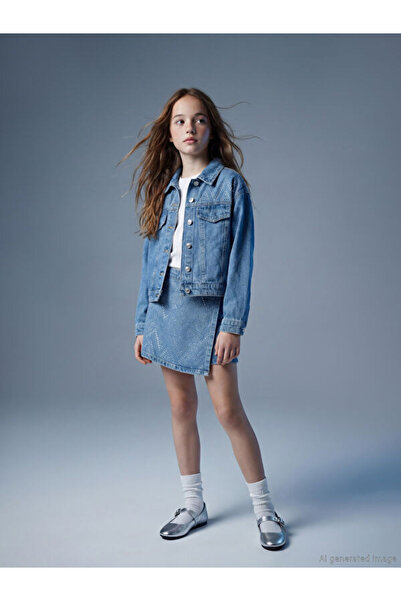 LC Waikiki Rmz Gi̇yi̇m Farkiyla Stoned Girls' Jean Shorts Skirt