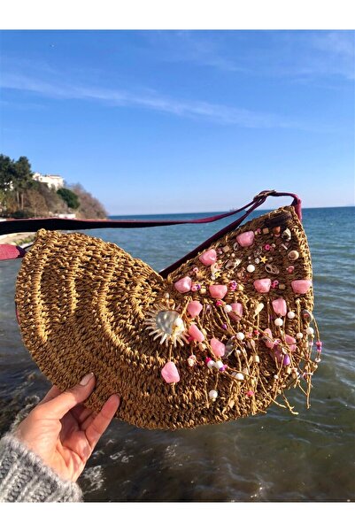 Gözde Tasarım Butik KADIN NATUREL RENK EL YAPIMI TASARIM BONCUK İŞLEMELİ TIĞİ...