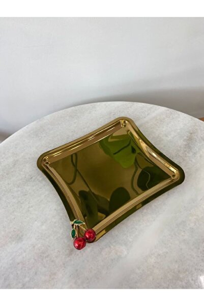 MİMSEGÜN DEKOR Cherry Figured Gold Presentation Tray