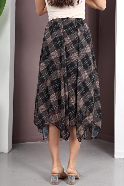 DAME Women's Premium Skirt Asymmetrical Cut Lined Chiffon Skirt