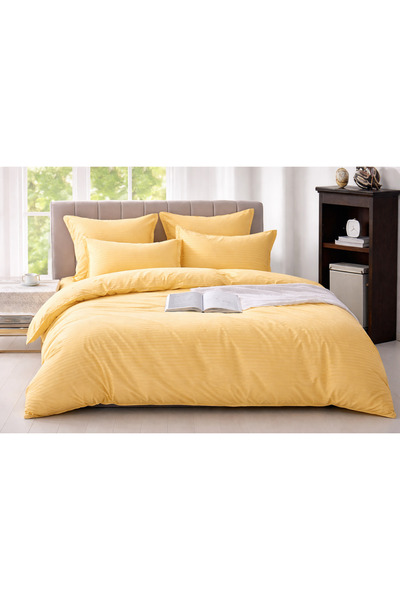 Casa Pucioasa Damask Bed Linen 6 Pieces Mustard Yellow, elastic,