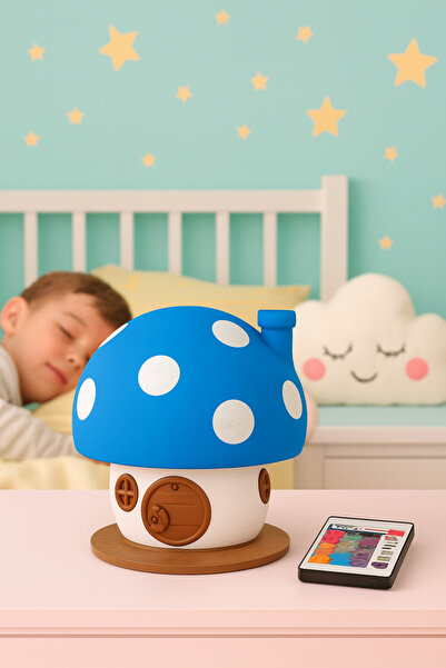 GRP NOVA Mantar Ev Gece Lambası 3D – 16 Renkli Işık - Kumandalı