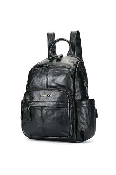 JERMYN'S Cremona women's backpack, genuine leather, black