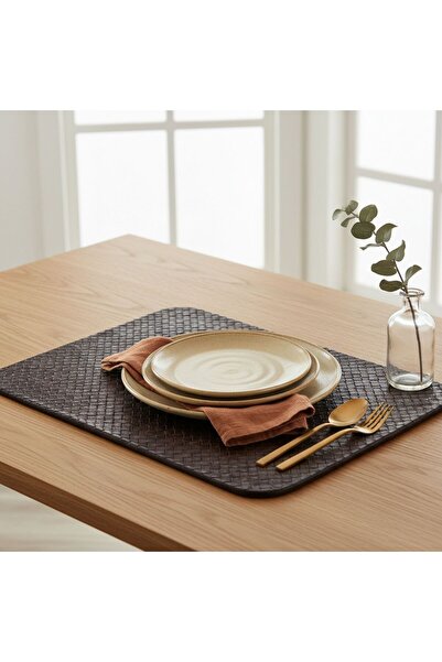 Grand Fine Art قطعتان من طقم تقديم الطعام الأمريكي المصنوع من الجلد بنمط محبوك