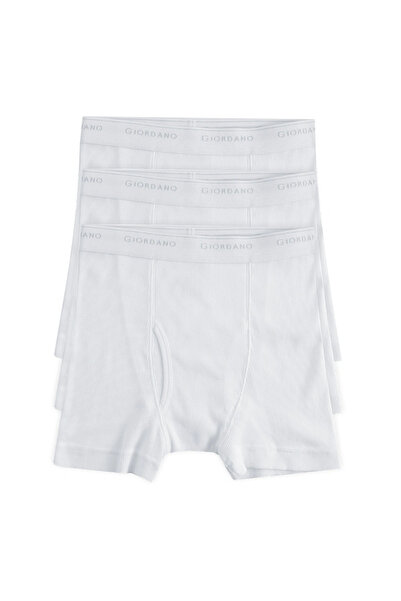 Giordano شورتات داخلية رجالية قطن مضلعة بقصة عادية، عبوة من 3 قطع أساسية