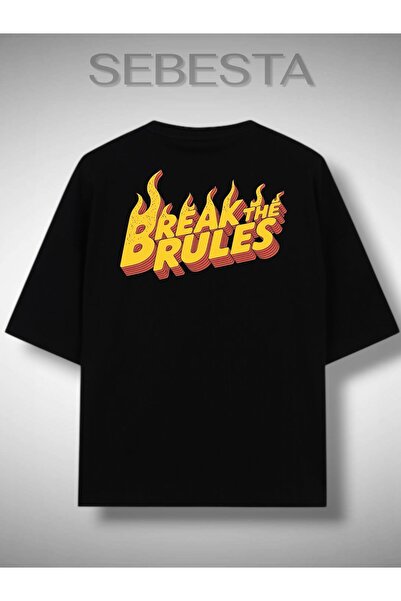 Sebesta Fashion تي شيرت مطبوع عليه Break The Rules مقاس كبير فاخر