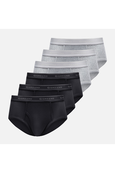 Giordano Men’s Classic Cotton Rib Briefs 6‑Pack Essentials