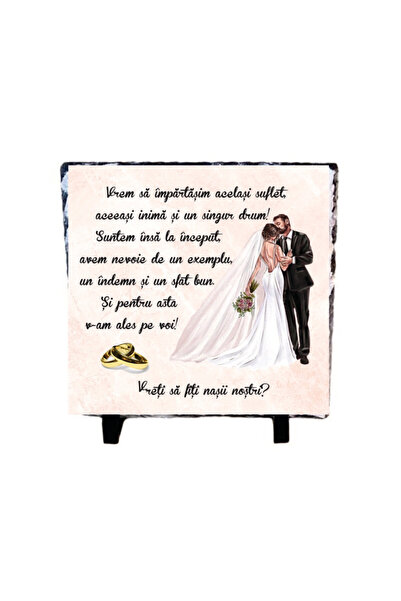ROPRESSO Piatra ardezie – Întrebare emoționantă pentru viitorii nași, 14 x 14 cm