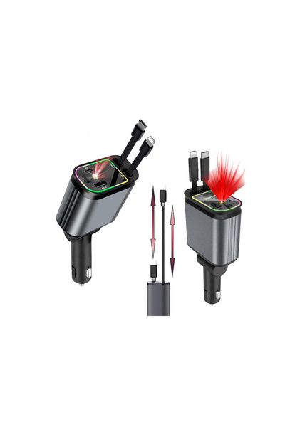 UNİBOX 4 in 1 Ultra-Fast 66W Car Charger, Retractable Cables, Digital Display...