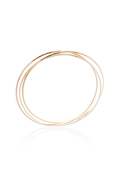 BERK MÜCEVHERAT 14 Ayar Altın Üç Renk Bilezik-5.8 CM
