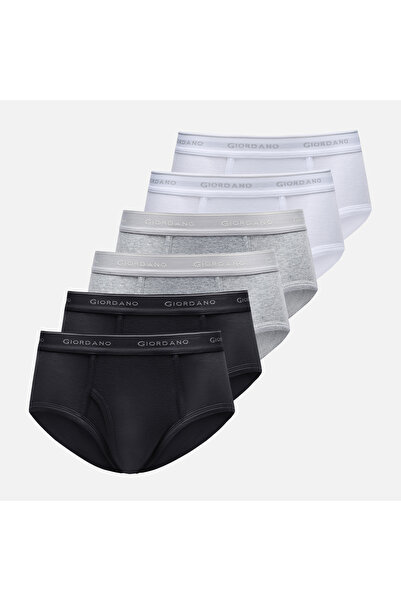 Giordano Men’s Classic Cotton Rib Briefs 6‑Pack Essentials