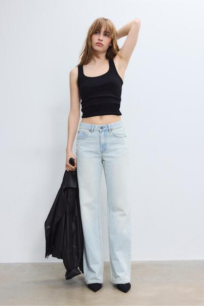 Stradivarius D92 straight fit geniş paça jean