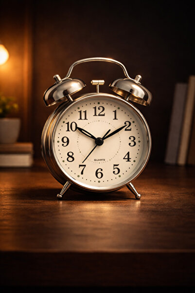 COCEM Çalar Saat 8 cm Metal Analog Alarm Masaüstü Dekoratif Saat