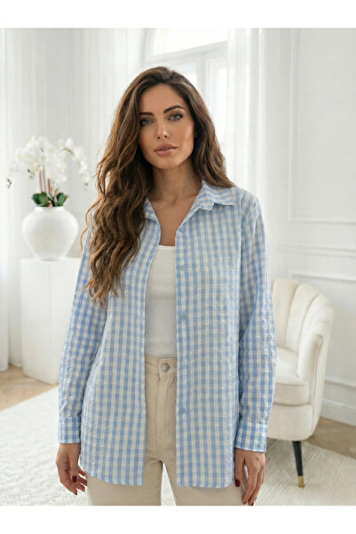 UniqueStore.ro Blue and white checkered shirt