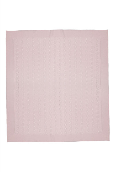 Bebetto بطانية تريكو (نمط بورغو) وردية اللون