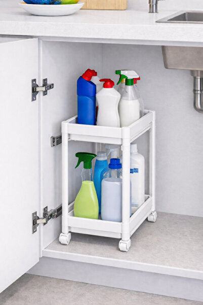 Düzen Ev Tekerlekli Dolap İçi Düzenleyici Raf