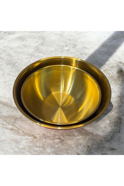 MEGY HOME 2'Lİ 1,8LT 23CM-1,2 LT 19CM GOLD KARIŞTIRMA ÇIRPMA HAMUR YOĞURMA SA...