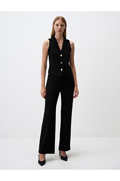 Jimmy Key Siyah Beli Lastikli Normal Bel Normal Paça Örme Pantolon