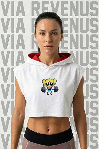 Vordevia Powerpuff Girls Gym Imprimat cu glugă fără mâneci, îmbrăcăminte spor...