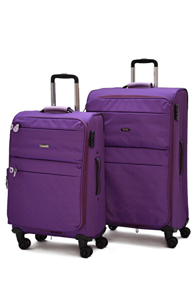 ELATAE Kumaş 2'li Valiz Seti Büyük ve Orta Boy – Dayanıklı, 360° 8 Tekerlekli...